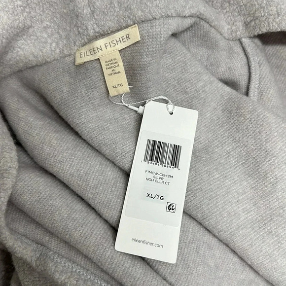 Eileen Fisher Boucle Wool Knit Long Coat Boxy Fit Knee Length Gray New * Size XL - Picture 10 of 11